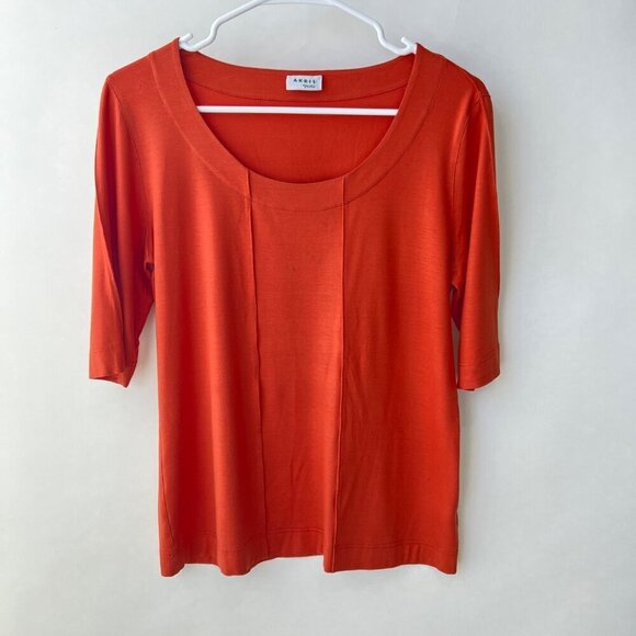 Akris Punto scoop neck Tshirt, orange, Size 12 - Picture 2 of 11